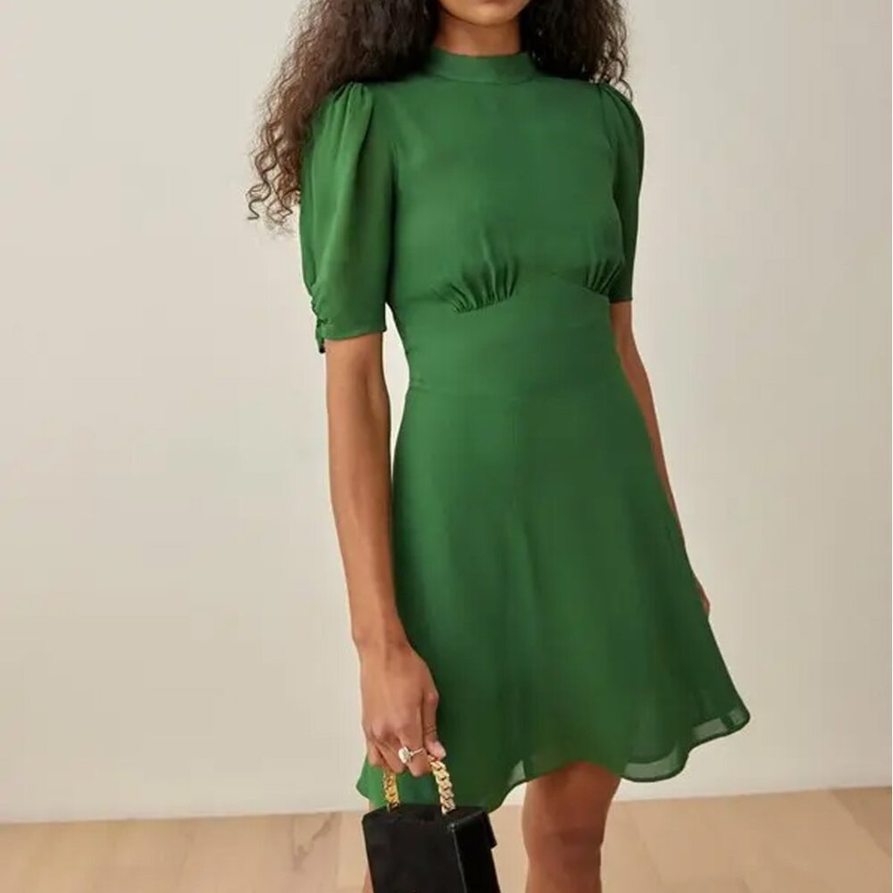 Reformation Maylin Mini Dress in Green 0